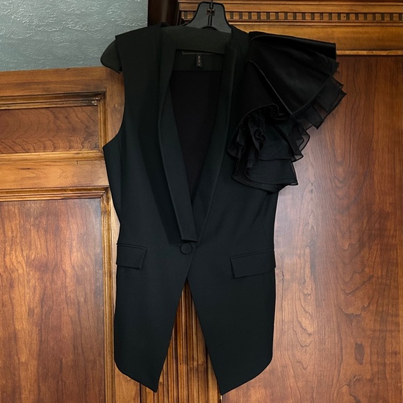 BCBGMAXAZRIA Alexandria Vest Puff One Shoulder Black Size Small - Picture 9 of 16